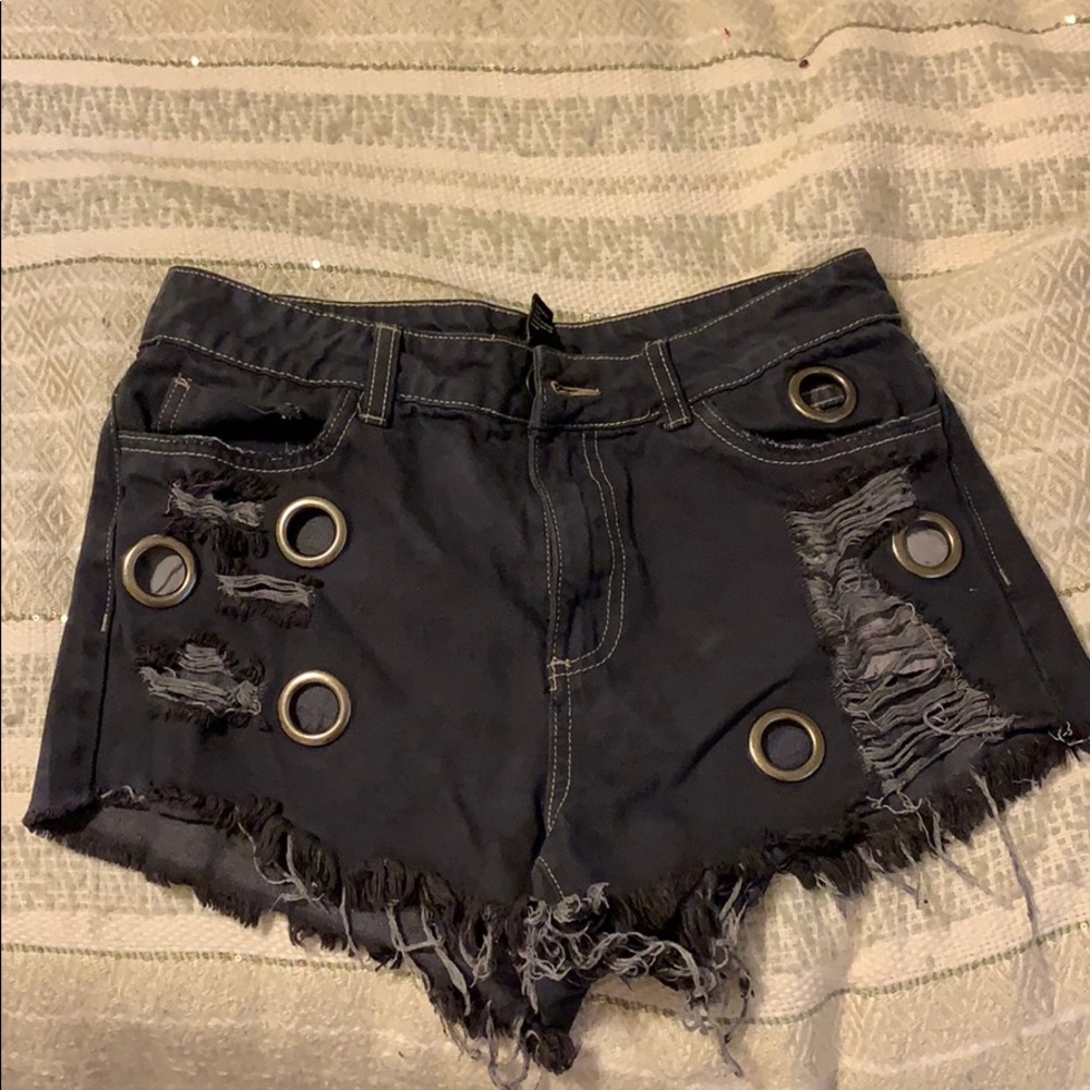 Black jean shorts